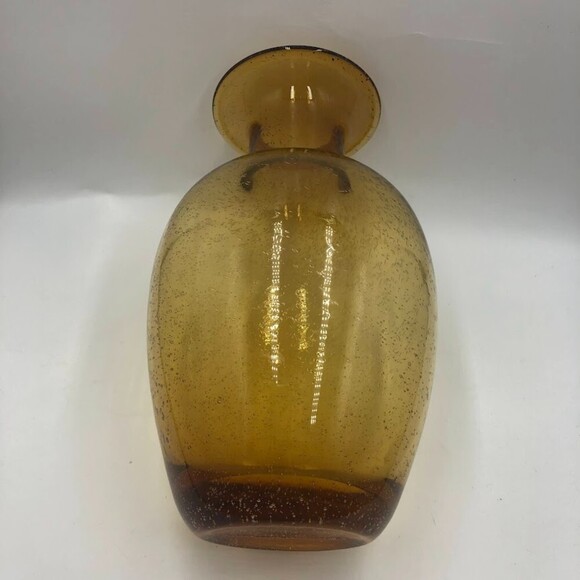 Vintage Amber Handblown Glass Tabletop Vase Weight Bottom - Picture 4 of 9